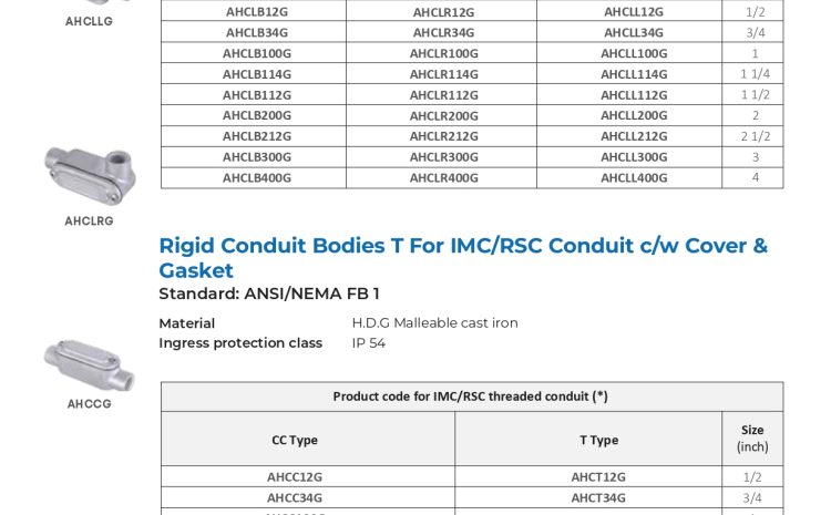  Rigid Conduit Bodies & Rigid Conduit Bodies T For IMC/RSC Conduit c/w Cover & Gasket