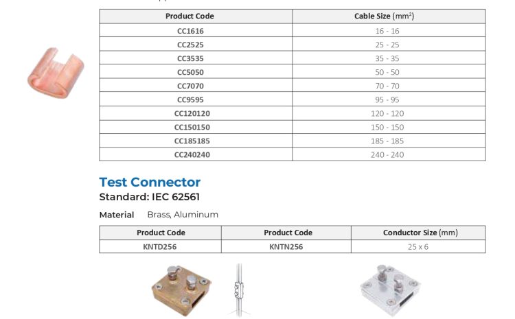 Lightning Protection & Grounding System – Plate Test Clamp, C-Clamp, Test Connector & Cable-Tape Test Connector