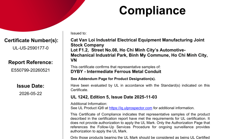  Cat Van Loi UL 1242 Certified IMC Steel Conduit – Safety “Shield” for Metro Lines (Subway)